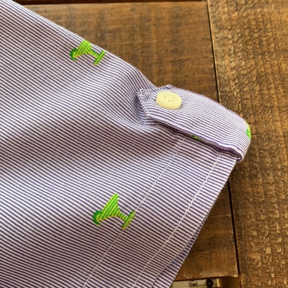 JACHS Purple & White Striped Shirt w/ Green Martini Glasses, XL - Picture 9 of 10